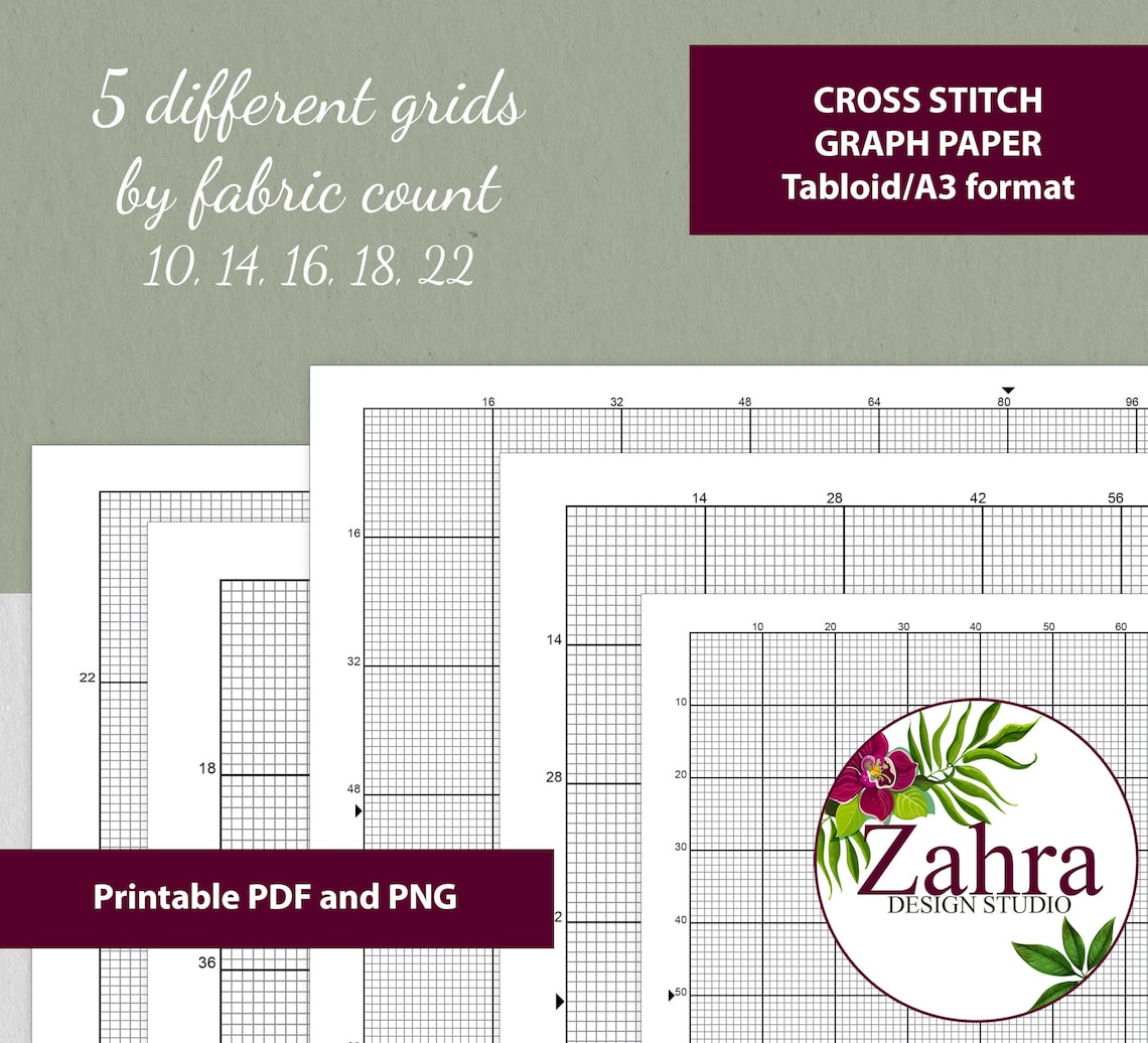 PRINTABLE Cross Stitch Graph Paper Tabloid/A3 format. PDF Etsy