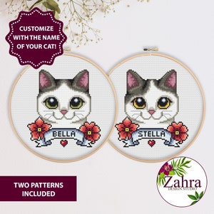 Harlequin Cat Cross Stitch Pattern. (PDF Download)