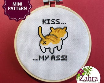 Funny Cat Cross Stitch Pattern - Snarky Embroidery Design (PDF Download)