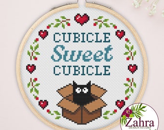 Cubicle Sweet Cubicle! Funny Cross Stitch Pattern. Sassy Cross Stitch Chart! PDF Instant Download