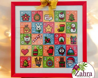 Christmas Cross Stitch Pattern, Advent Calendar, PDF Download
