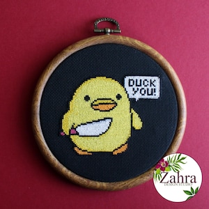 Funny Cross Stitch Pattern: Duck You (PDF Download)