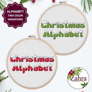 Christmas Alphabet Cross Stitch Pattern. Cross Stitch Chart. Alphabet for DIY Patterns! PDF Download