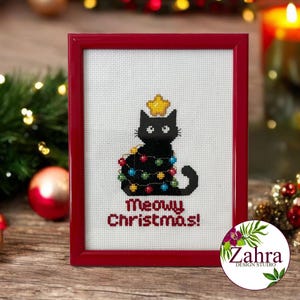 Natale con i gatti! Schema punto croce con i gatti. Schema punto croce di Natale. Natale miagolante. PDF Download immediato