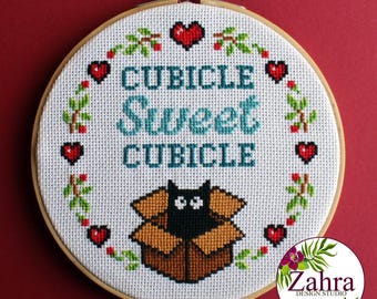 Patrón de punto de cruz divertido - Sweet Cubicle (Descarga PDF)
