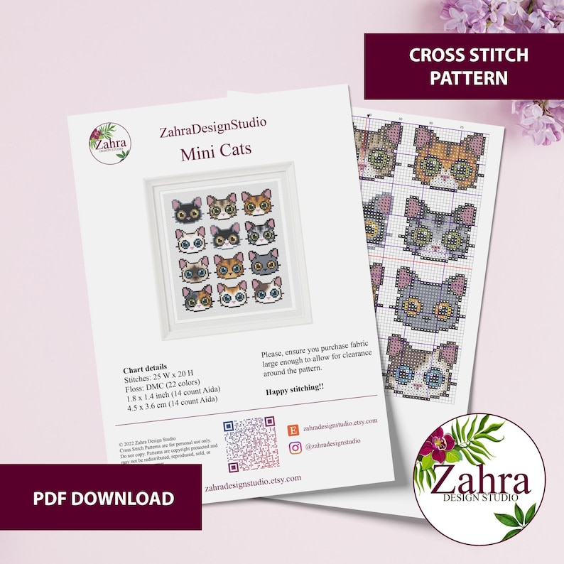 Cat cross stitch pattern