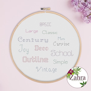 Backstitch Alphabet Cross Stitch Patterns. Bundle of 12 Fonts (PDF Download)