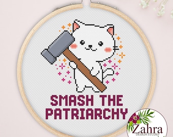 Feminist Cross Stitch Pattern - Smash the Patriarchy - Subversive (PDF Download)