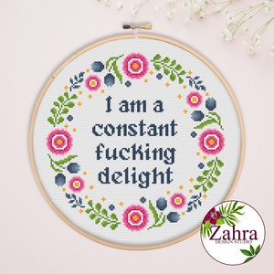 Sassy Cross Stitch Pattern. Funny Sarcastic Quote (PDF Download)