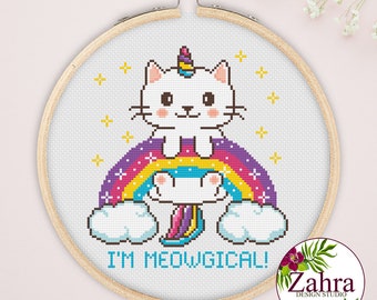 I'm Meowgical! Cat Unicorn Cross Stitch Pattern! Cute Cross Stitch Pattern. PDF Instant Download