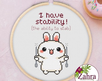 I have Stability! The ability to Stab! Funny Cross Stitch Pattern. Sassy Cross Stitch Chart! PDF Instant Download