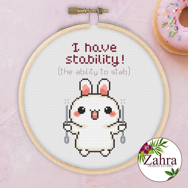 Snarky Cross Stitch Pattern - I Have Stability - Bunny (PDF Download)