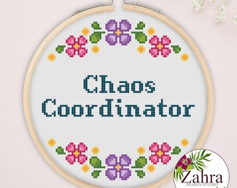 Chaos Coordinator! Funny Cross Stitch Pattern. Sassy Cross Stitch Chart! PDF Instant Download