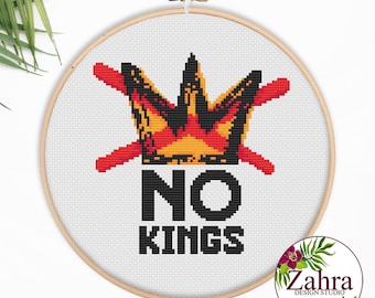 Subversive Cross Stitch Pattern - No Kings - Political (PDF Download)