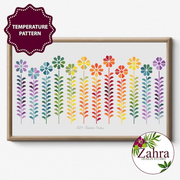 Temperature Cross Stitch Pattern - The Garden Embroidery Design (PDF Download)