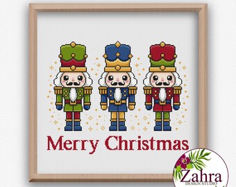 Christmas Cross Stitch Pattern - Nutcrackers Embroidery Design (PDF Download)