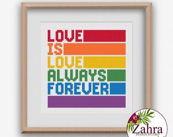 El amor es amor para siempre - Bordado arcoíris (Descarga en PDF)