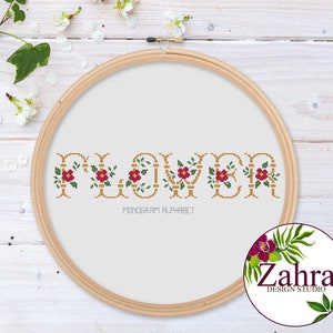 Monogram Alphabet. Floral Cross Stitch Pattern. Alphabet for DIY Patterns! PDF Download