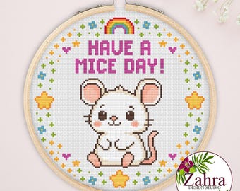 Kruissteekpatroon baby - kawaii muis - borduurontwerp (pdf-download)