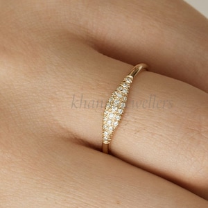 Solid 14K Gold Diamond Ring. Diamond Gold Ring. Genuine handmade Ring.tariff free delivery guarantee