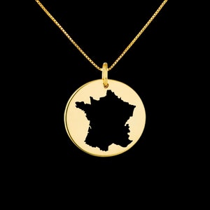 Frankreich Map Anhänger .925 Sterling Silber Anhänger, echte handgemachte Anhänger.