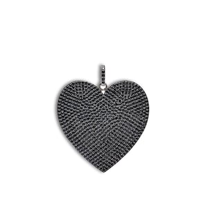 Heart Shape 92.5 Silver Black Spinel Pendant .925 Oxidized Sterling Silver Black Spinel Pendant, Genuine handmade pave Black Spinel Pendant.