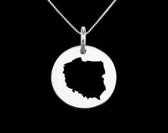 Poland Map Pendant .925 Sterling Silver Pendant, Genuine handmade  Pendant.tariff free delivery guarantee