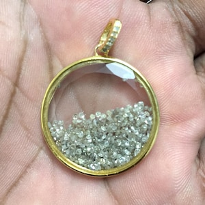 Shaker Round diamond 14K Gold Plating Pendant.Diamond Sterling Silver Diamond Pendant,handmade diamond Pendant.