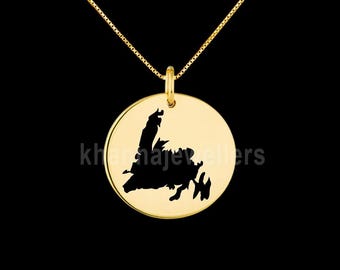 Newfoundland Map Pendant .925 Sterling Silver Pendant, Genuine handmade  Pendant.tariff free delivery guarantee