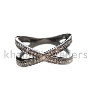 Multi Line Diamond Ring.925 Sterling Silver Ring, Genuine handmade Ring.tariff free delivery guarantee