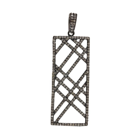 Star Shape Diamond Pendant .925 Oxidized Sterling Silver Diamond Pendant Diamond Pendant.