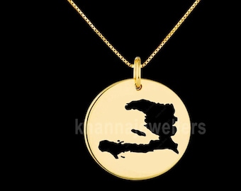 Haiti Map Pendant .925 Sterling Silver Pendant, Genuine handmade  Pendant.tariff free delivery guarantee