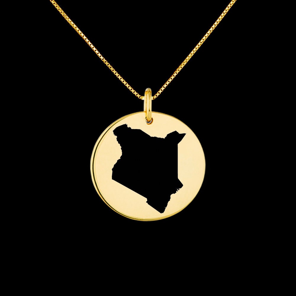 Kenya Map Pendant Necklace - Gold Plated Stainless Steel, African Country Jewelry Gift - View #3