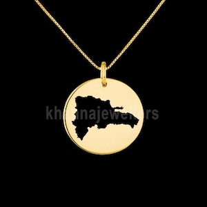 Dominican republic map Pendant .925 Sterling Silver Pendant, Genuine handmade  Pendant.
