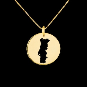 Portugal Map Pendant .925 Sterling Silver Pendant, Genuine handmade  Pendant.