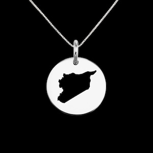 Syria Map Pendant .925 Sterling Silver Pendant, Genuine handmade  Pendant.