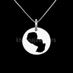 Paraguay Map Pendant .925 Sterling Silver Pendant, Genuine handmade  Pendant.