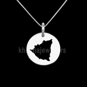 Nicaragua Map Pendant .925 Sterling Silver Pendant, Genuine handmade  Pendant.