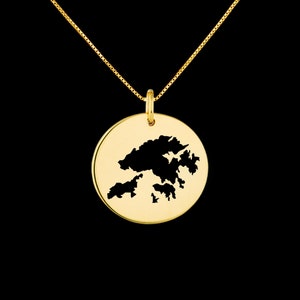 Hong Kong Map Anhänger .925 Sterling Silber Anhänger, echte handgemachte Anhänger.