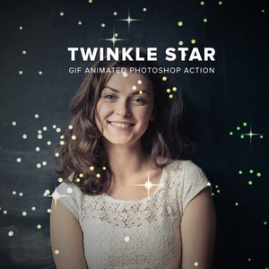 Animated Twinkle Star Photoshop Action, Christmas Twinkles & Glitter Photoshop Effect, Photoshop Actions, Sparkle Effect Photography Actions