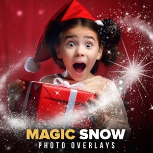 36 Magic snow Photoshop overlays, Christmas Winter New Year Holiday overlays, Magical light, White Shine star glitter overlay, PNG snow