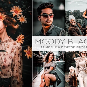 12 Moody Black Presets | Mobile & Desktop Lightroom PRESETS | Professional Preset for Photography | Dark and moody Presets for Bloggers