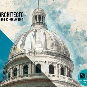 Architecto Photoshop-actie | Vintage architectschets foto-effect | Photoshop-filter voor schilderen en tekenen | Photoshop-acties schetsen