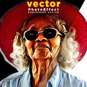 Efekty Photoshop Photo to Cartoon Vector, Photo to Pop Art Painting effects, Digital Art Painting Photoshop Actions, Photo Editing
