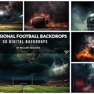 Football digital backdrop, Professional football backgrounds, Football backdrops with Fire, Smoke & Fog for custom posters, senior backdrops