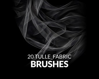 Flying tulle fabric Brushes for photo editing, Realistic tulle veil Photoshop brushes, Digital floating fabric brushes, Flying veil brushes