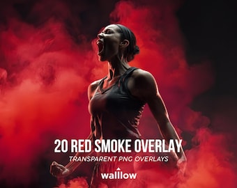 Red Smoke Overlay PNG Bundle (20 Files) | Color Smoke Effect, Fog Overlay, Photoshop Overlays, Background Effects, Photo Editing
