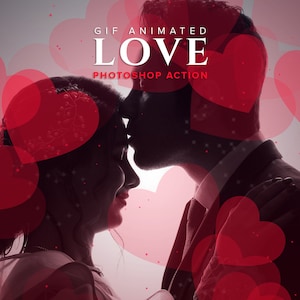 Animated Hearts Photoshop Action, Bokeh hearts Valentines day gift for her / him easy to use Animation custom Photo Effect, Photoshop Filter