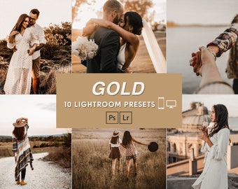 10 najpopularniejszych presetów do Lightrooma w kolorze złotego brązu na komputery stacjonarne i urządzenia mobilne | Filtr tonalny czekoladowy | Preset ślubny w kolorze boho złota | Presety brązowe