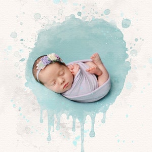 Aquarel Photoshop-overlays, aquareltexturen, PSD-sjabloon aquarel schilderen, knipmaskers aquarelportret, aquareleffect